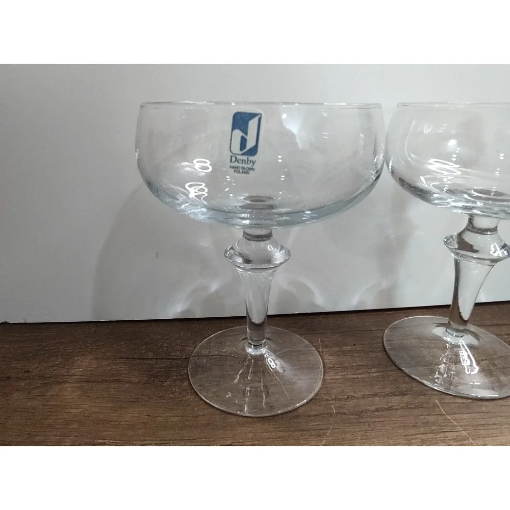 DENBY Clear Champagne Glass Lot Of 2 5.75